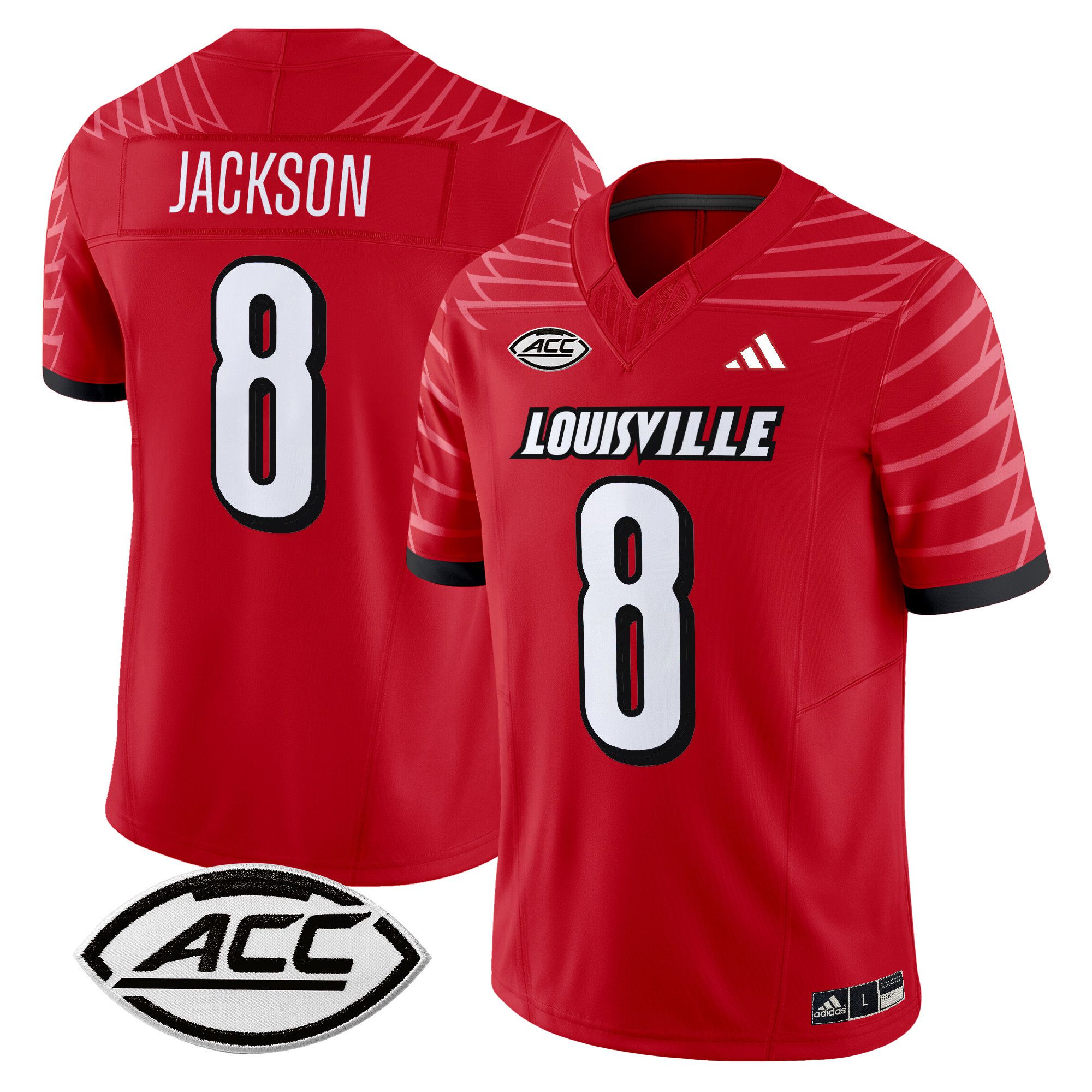 Men Louisville Cardinals #8 Jackson Red 2024 Vapor Limited NCAA Jersey style 1